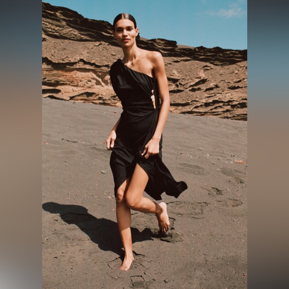 Zara asymmetric midi dress with beads